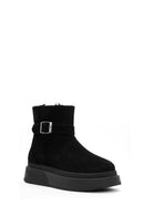 Women's Black Thick-Soled Suede Leather Boots | Derimod Women's Black Thick-Soled Suede Leather Boots | Derimod