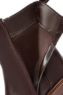 Women's Brown Zippered Thick Heel Leather Boots | Derimod Women's Brown Zippered Thick Heel Leather Boots | Derimod