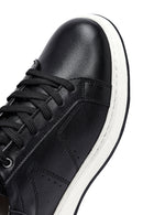 Men's Black Lace-up Thick-Sole Leather Sneaker | Derimod Men's Black Lace-up Thick-Sole Leather Sneaker | Derimod