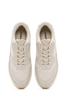 Women's Beige Lace-Up Thick-Sole Knitted Sneakers | Derimod Women's Beige Lace-Up Thick-Sole Knitted Sneakers | Derimod