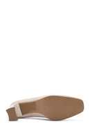 Women's Beige Low Heel Patent Leather Stiletto | Derimod Women's Beige Low Heel Patent Leather Stiletto | Derimod