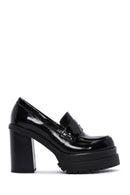Women's Black Thick Heeled Leather Masculine Loafer | Derimod Women's Black Thick Heeled Leather Masculine Loafer | Derimod
