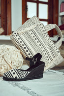 Kastamonu Stone Print Women's Black Patterned Wedge Heeled Espadrille Sandals | Derimod Kastamonu Stone Print Women's Black Patterned Wedge Heeled Espadrille Sandals | Derimod