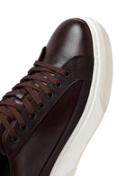 Men's Brown Lace-Up Thick-Soled Leather Sneakers | Derimod Men's Brown Lace-Up Thick-Soled Leather Sneakers | Derimod