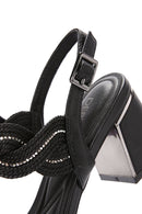 Women's Black Braided Chunky Low Heel Sandals | Derimod Women's Black Braided Chunky Low Heel Sandals | Derimod