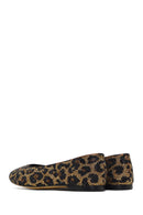 Women's Leopard Patterned Jeweled Leather Ballet Flat | Derimod Women's Leopard Patterned Jeweled Leather Ballet Flat | Derimod