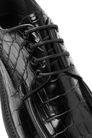 Men's Black Lace-Up Crocodile Patterned Leather Casual Shoes | Derimod Men's Black Lace-Up Crocodile Patterned Leather Casual Shoes | Derimod