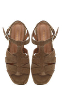 Women's Mink Ankle Strap Suede Leather Sandals | Derimod Women's Mink Ankle Strap Suede Leather Sandals | Derimod