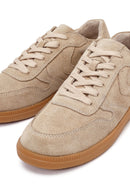 Woman Camel Laced Suede Leather Sneakers | Derimod Woman Camel Laced Suede Leather Sneakers | Derimod