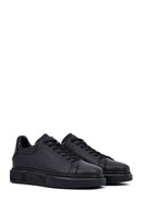Men's Black Lace-Up Thick Sole Leather Sneakers | Derimod Men's Black Lace-Up Thick Sole Leather Sneakers | Derimod