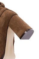 Women's Tan Suede Leather Heeled Boots | Derimod Women's Tan Suede Leather Heeled Boots | Derimod