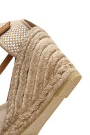 Women's Beige Ankle Strap Wedge Heeled Espadrille | Derimod Women's Beige Ankle Strap Wedge Heeled Espadrille | Derimod