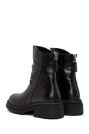 Women's Black Back Zipper Leather Boots | Derimod Women's Black Back Zipper Leather Boots | Derimod
