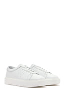 Men's White Lace-up Thick-Sole Leather Sneaker | Derimod Men's White Lace-up Thick-Sole Leather Sneaker | Derimod