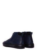 Men's Navy Blue Leather High Top Sneaker | Derimod Men's Navy Blue Leather High Top Sneaker | Derimod