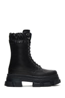 Women's Black Leather Thick Soled Boots | Derimod Women's Black Leather Thick Soled Boots | Derimod