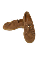 Women's Tan Tassel Suede Leather Loafer | Derimod Women's Tan Tassel Suede Leather Loafer | Derimod