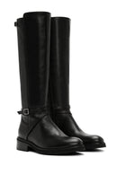 Women's Black Buckle Zippered Leather Boots | Derimod Women's Black Buckle Zippered Leather Boots | Derimod
