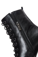 Women's Black Zippered Thick Heeled Leather Boots | Derimod Women's Black Zippered Thick Heeled Leather Boots | Derimod