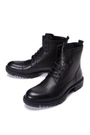Men's Black Leather Boots Flat Boots | Derimod Men's Black Leather Boots Flat Boots | Derimod