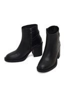 Women's Black Zippered Thick Heeled Boots | Derimod Women's Black Zippered Thick Heeled Boots | Derimod