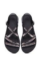 Women's Black Stone Thick Soled Flat Sandals | Derimod Women's Black Stone Thick Soled Flat Sandals | Derimod