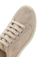 Kadın Bej Bağcıklı Kalın Tabanlı Süet Deri Sneaker | Derimod Kadın Bej Bağcıklı Kalın Tabanlı Süet Deri Sneaker | Derimod
