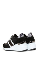 Kadın Siyah Deri Dolgu Topuklu Sneaker | Derimod Kadın Siyah Deri Dolgu Topuklu Sneaker | Derimod
