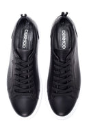 Erkek Siyah Bağcıklı Deri Sneaker | Derimod Erkek Siyah Bağcıklı Deri Sneaker | Derimod