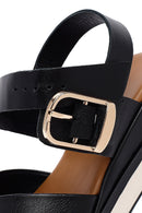 Women's Black Ankle Buckle Thick Soled Leather Sandals | Derimod Women's Black Ankle Buckle Thick Soled Leather Sandals | Derimod