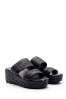 Women's Wedge Heeled Straw Slippers | Derimod Women's Wedge Heeled Straw Slippers | Derimod