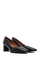 Women's Black Thick Low Heel Leather Stiletto | Derimod Women's Black Thick Low Heel Leather Stiletto | Derimod