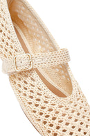 Women's Beige Straw Ballerinas | Derimod Women's Beige Straw Ballerinas | Derimod