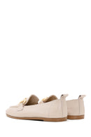 Women's Beige Buckled Leather Masculine Loafer | Derimod Women's Beige Buckled Leather Masculine Loafer | Derimod