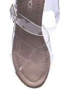 Women's Transparent Strappy Wedge Heeled Sandals | Derimod Women's Transparent Strappy Wedge Heeled Sandals | Derimod