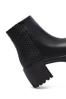 Women's Black Zippered Thick Heeled Leather Boot | Derimod Women's Black Zippered Thick Heeled Leather Boot | Derimod