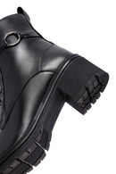 Woman Black Zippered Chunky Heels Leather Boat | Derimod Woman Black Zippered Chunky Heels Leather Boat | Derimod
