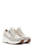 Women's Beige Leather Thick Soled Sneaker | Derimod Women's Beige Leather Thick Soled Sneaker | Derimod