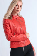 Kylie Women's Leather Jacket | Derimod Kylie Women's Leather Jacket | Derimod