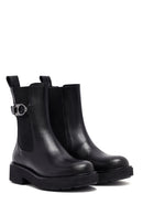 Woman Black Thick Sole Leather Chelsea Boots | Derimod Woman Black Thick Sole Leather Chelsea Boots | Derimod