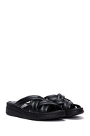 Women's Black Leather Comfort Slippers | Derimod Women's Black Leather Comfort Slippers | Derimod