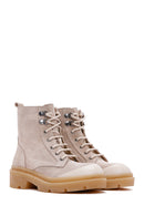 Women's Beige Suede Leather Boots | Derimod Women's Beige Suede Leather Boots | Derimod