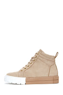 Women's Beige Suede High Top Sneaker | Derimod Women's Beige Suede High Top Sneaker | Derimod