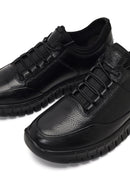 Men's Black Lace-Up Thick-Soled Leather Casual Sneaker | Derimod Men's Black Lace-Up Thick-Soled Leather Casual Sneaker | Derimod