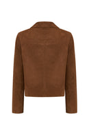 Jill Women's Brown Short Leather Jacket | Derimod Jill Women's Brown Short Leather Jacket | Derimod