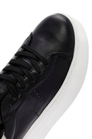 Kadın Siyah Bağcıklı Kalın Tabanlı Deri Sneaker | Derimod Kadın Siyah Bağcıklı Kalın Tabanlı Deri Sneaker | Derimod