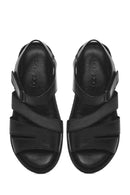 Kadın Siyah Bantlı Deri Comfort Sandalet | Derimod Kadın Siyah Bantlı Deri Comfort Sandalet | Derimod
