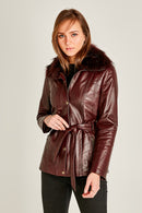 Garcia Women's Leather Jacket | Derimod Garcia Women's Leather Jacket | Derimod