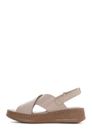 Women's Mink Strapped Thick Soled Leather Comfort Sandals | Derimod Women's Mink Strapped Thick Soled Leather Comfort Sandals | Derimod