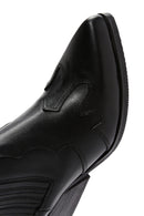 Women's Black Zippered Leather Cowboy Boots | Derimod Women's Black Zippered Leather Cowboy Boots | Derimod